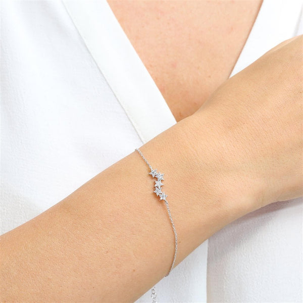 Diamond Star Cascade Bracelet In Silver