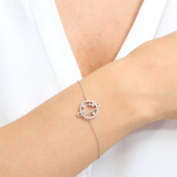 Sparkly Galaxy Orbit Bracelet In Silver