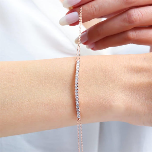 Sparkling Water-Path Bar Bracelet In Rose Gold