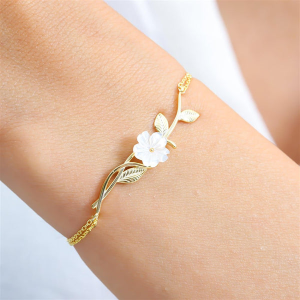 Magnolia Flower Vine Bracelet In Gold