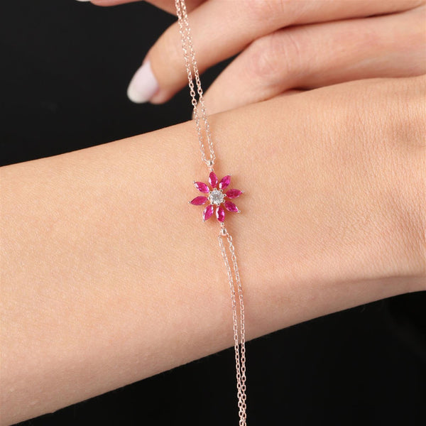 Fuchsia Sunburst Bracelet In Rose Gold