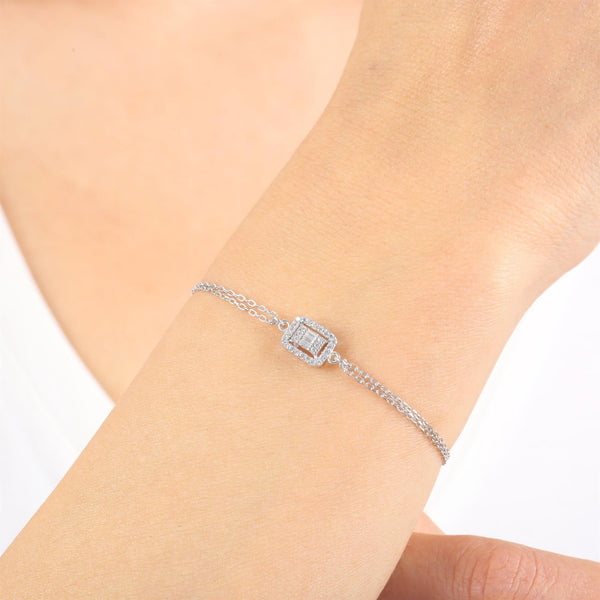 Square Halo Shine Bracelet In Silver
