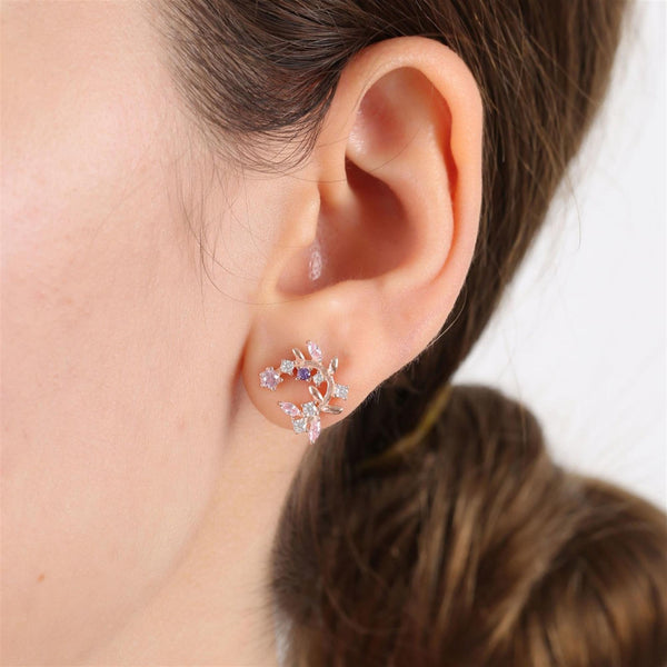 Rose Garden Branch Stud Earrings In Rose Gold