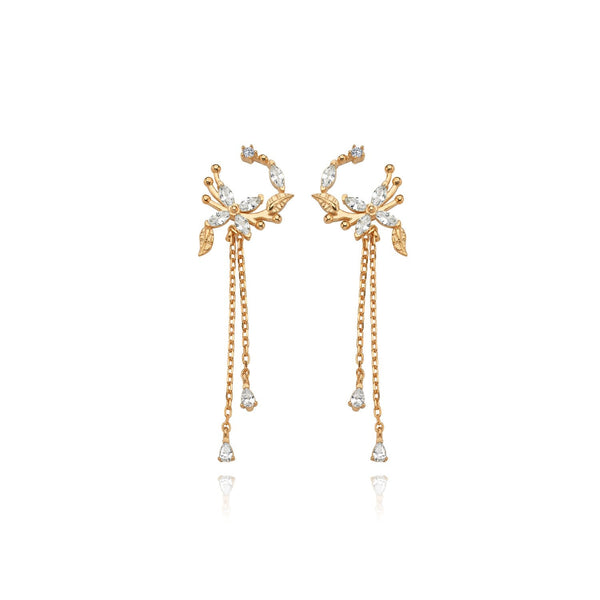 Circle Bloom Drop Earrings In Rose Gold