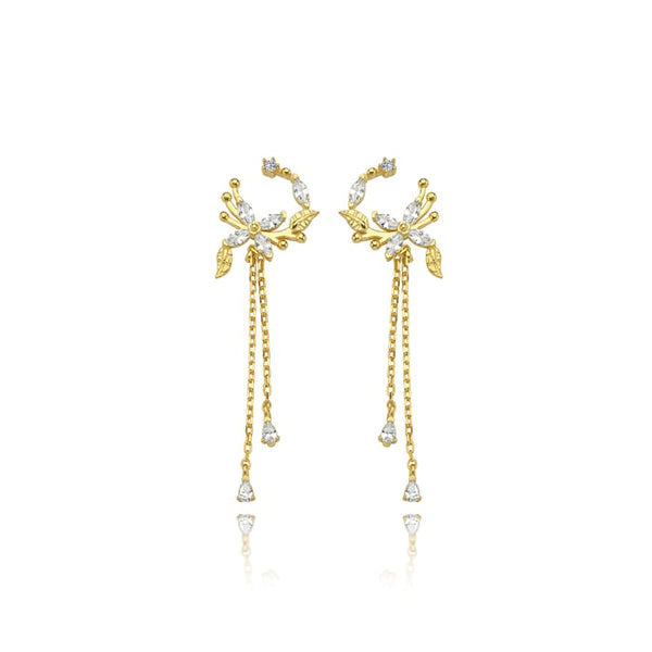 Circle Bloom Drop Gold Earrings