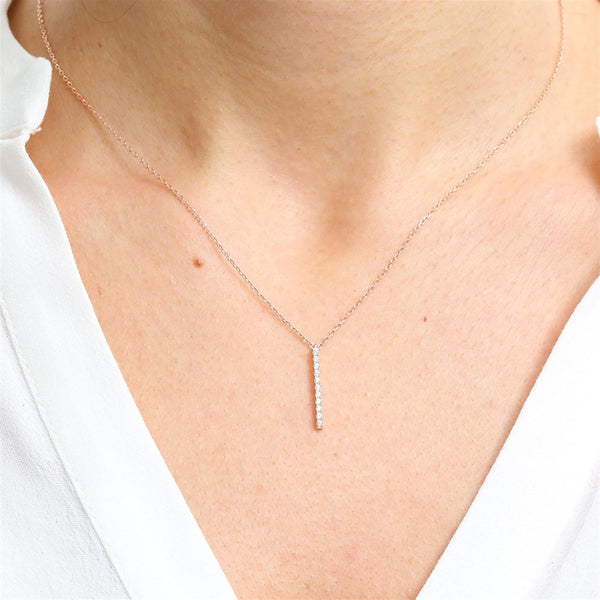 Rose Sleek Waterfall Bar Necklace In Rose Gold