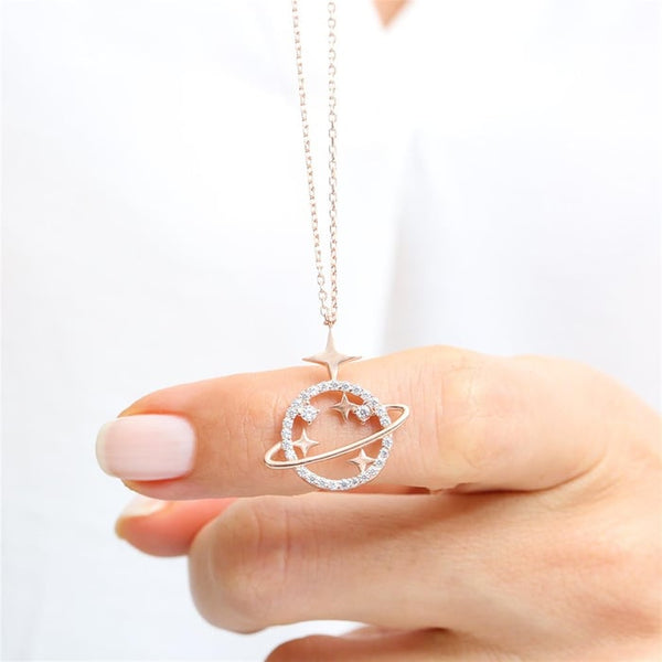 Sparkling Galaxy Necklace In Rose Gold