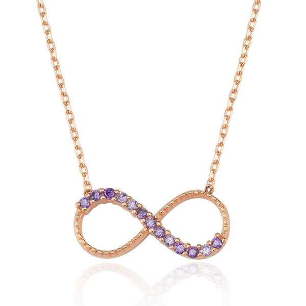 Amethyst Minimal Infinity Necklace In Rose Gold