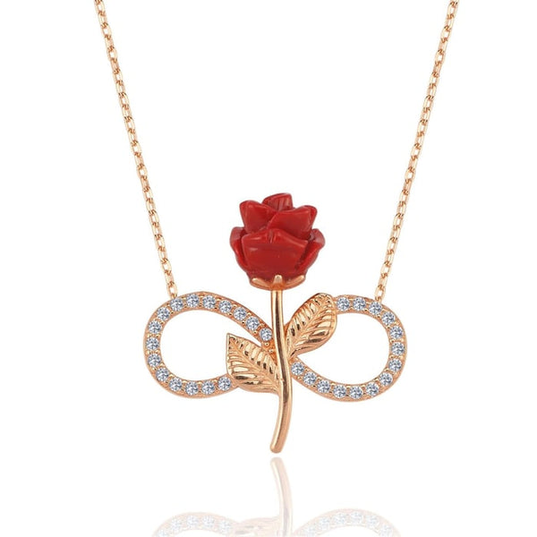 Sparkling Rose Infinity Necklace In Gold