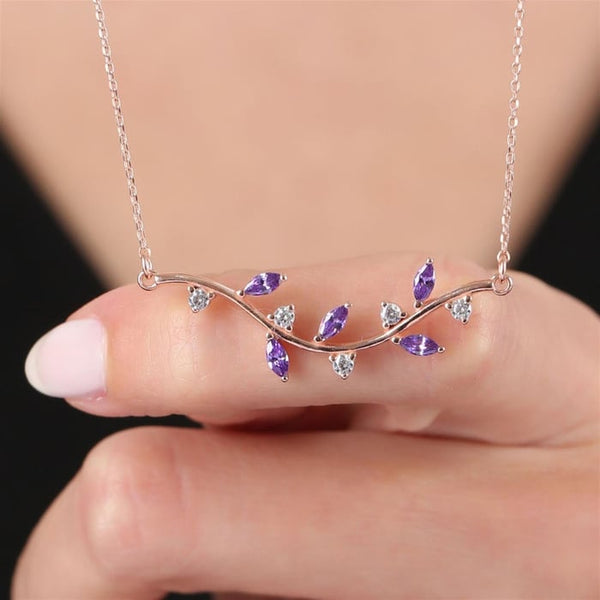 Amethyst Purple Love Path Necklace In Rose Gold