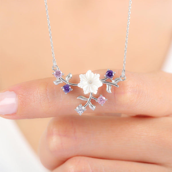 Spring Breeze Magnolia Flower Silver Necklace