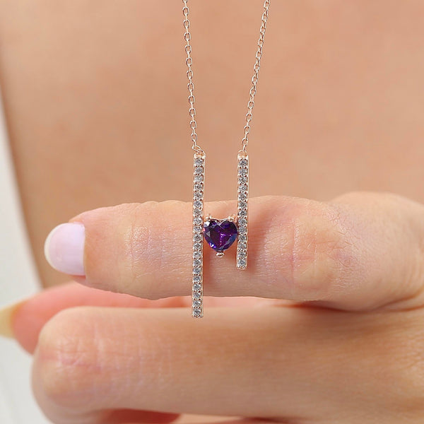 Amethyst Promise of Love Necklace In Rose Gold