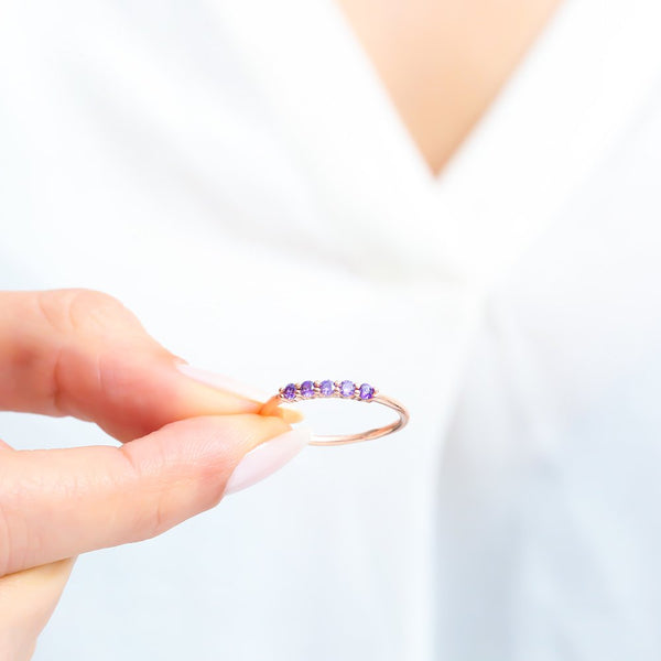 Lilac Pavé Bar Ring – Rose-Gold